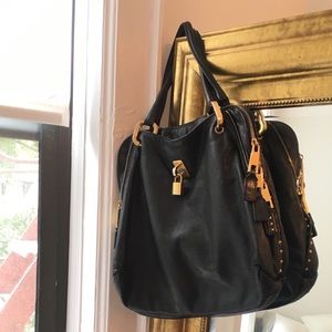 Marc Jacobs black leather purse w/ gold detailing